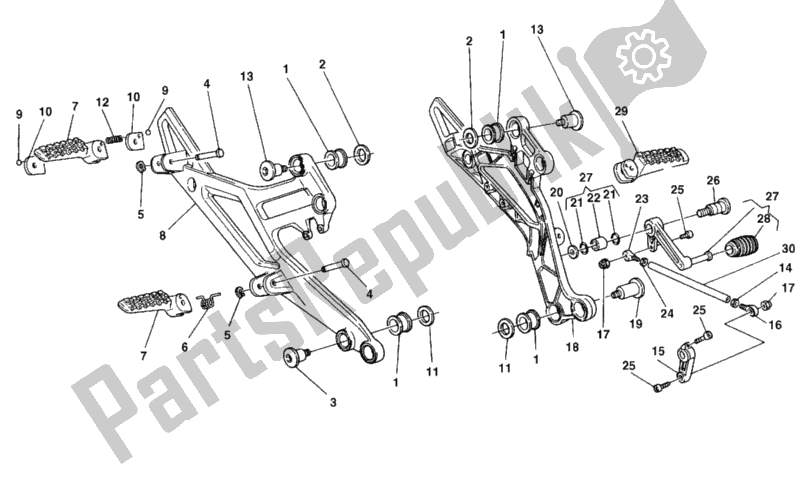 Tutte le parti per il Poggiapiedi del Ducati Monster 900 Dark City 1999
